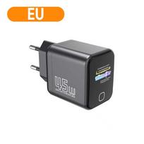 45W GaN telefono įkroviklis AI išmanusis ekrano rodymas C tipo įkroviklis planšetiniam kompiuteriui telefono įkroviklis Greito įkrovimo galvutė iPhone 15 17 EU Plug juoda