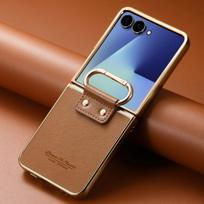 Portable Fashion Ring Holder PU Leahter Case for Samsung Galaxy Z Flip7 5G Flip 7 FE Flip5 Flip6 Flip4 Flip 6 5 4 Cove Funda Galaxy Z Flip7 FE ruda
