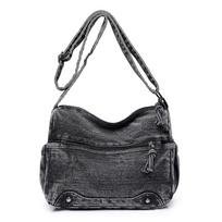 Washed Denim Shoulder Bags Women Small Canvas Messenger Bags Girls Fashi Cloth Satchels Young Girl Book Bags Crossbody Bags juoda