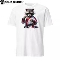 Unisex Karate Raccoon T-Shirt Mens Womens Tees Top | Softstyle Gildan | Martial Arts Animal Graphic S
