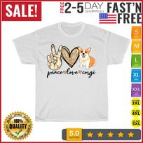 Peace Love Corgi Funny Dog Mom Mother's Day Gift Corgi Lover T Shirt Mens Womens Tees Top Men Women M