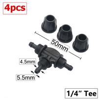 Garden Hose Connectors 1/4  Barb Tee With Lock Nut Micro Drip Irrigation System Misting Nozzle Garden Spray Cooling Sprinkler