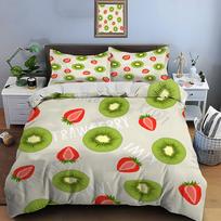 Strawberry And Kiwi Pattern Design Print Soft Comfortable Duvet Cover Bedding Set Included 1*Duvet Cover  2*Pillowcases EU Twin 135X200cm&set