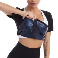Women Sauna Effect Tank Top Waist Trainer Fat Burning Body Shaper Gym Workout Slimming Shapewear S/M tamsiai mėlyna spalva