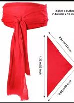 2pcs Set Halloween Festival Atmosphere Rendering Pirate Dress Up Pirate Theme Performance Pirate Headscarf Belt Decoration Props raudona