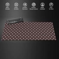 Brown and pink polka dot mouse pad, rubber anti slip computer, laptop desktop pads, thick keyboard, PC accessories, lock edge 600x300x2mm