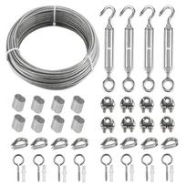 ABBY-20M Stainless Steel Kit, 3MM Sorting Helps Tighten Rope Wear With M5 Stainless Steel Rope Clamp R Easy To Replace (silver,NONE) sidabras