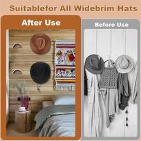 ABBY-Cowboy Hat Rack For Wall, 2-Pack Wooden Hat Holder With Satin Finish, Non-Damaging Brim Design For Western Hat Organizer St