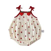 Strawberry Printed Baby Sling Jumpsuit Sweet Bow Baby Clothes Fashion Baby Romper  Summer 66