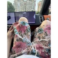 Women's Vintage Floral Tapestry Drawstring Casual Shorts M raudona