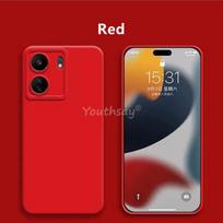 New For Xiaomi Redmi 13C Case Cover Redmi 13C Fundus Coque Camera Protector Soft Original Liquid Silicone Back Case Redmi 13C For Redmi 13C raudona