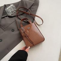 Solid Color PU Leather Women Messenger Bags 2026 New Trend Letter Design Shoulder Bag Korean Style Exquisite Mobile Phe Bags Mini(Max Length<20cm) ruda
