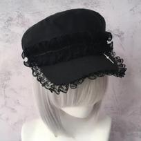 Millennium Lace Beret Caps Double Layer Lace Outdoor Sun Hat Fashion Y2K Hat Girl  Octagonal Cap juoda