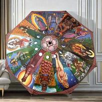 Automatic Open/Close Folding Umbrella Cards - Mystical Deck Design (Fool, Hanged for Man, Hermit) - Compact Travel Umbrella Re