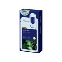 MEDIHEAL Derma Plus Heartleaf Hydrating Soothing Mask 10-Pack Set Calming Balancing Facial Sheet Masks 22ml