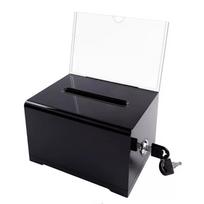 With Lock Acrylic Donation Box Sign Holder Suggestion Box Portable Ballot Box  Voting Case Black