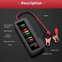 12V Auto Battery Tester Digital Car Battery Monitor Portable Vehicle Battery Testing Device 6 Led Display For Automotive Vehicle