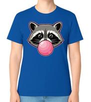 Cute Raccoon Bubble Gum Graphic Unisex T-Shirt Funny Cartoon Animal Tee S įvairiaspalvis