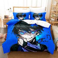 Anime Bluelock Futbolas Jaunių Japoniškas Animacinis Patalynės Komplektas Antklodės Užvalkalas su Pagalvės Užvalkalu Miegamojo Dekoracija Lovos Komplektas Karališko Dydžio 135x200cm
