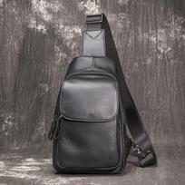 Men'S Leather Breast Bag Outdoor Leisure Messenger Backpack First Layer Cowhide Chest Satchel Trendy Shoulder Bag juoda