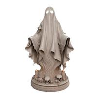 Halloween Ghost Figurine, Spooky Resin Ghost Skulls Statue for Tiered Tray Home Table Centerpiece, Halloween Party Supplies B