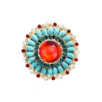 Vintage Court Style Ruby Brooch Baroque Disc Turquoise Premium Ladies Dress Brooch Pin Accessories auksas