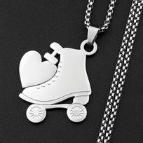 I Love Roller Skates Sympol Chain For Women Men Stainless Steel Gold Color Sports Femboy Egirl Design Pendant Necklace Jewelry