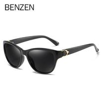 BENZEN poliarizuoti akiniai nuo saulės moterims prekės ženklo dizaineris Retro Cat Eye moteriški akiniai nuo saulės, skirti vairavimui UV 400 juodi 6131B juoda