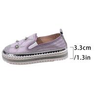 Fashion Large Shiny Crystal Decor Casual Shoes Woman Plus Size Thick Sole Non Slip Flats Mujer Women's Light Comfort Platform Loafers 35 violetinė