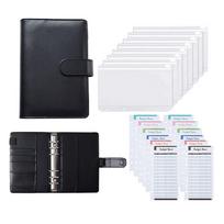 A6 Binder Planner Pink Notebook Binder and 12 Pieces 6 Hole Binder Zipper Folder,Binder Pockets Cash Envelope Wallet