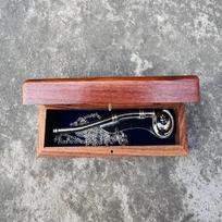 Brass Boatswain Whistle with Chain, Nautical Bosun Call in Wooden Box Home Decor