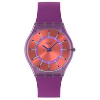 SWATCH SKIN Quartz Movement Unisex Watch 34mm Red Watch Dial Bio Based Watch Case Silicone Strap SS08V108 Red Watch Dial