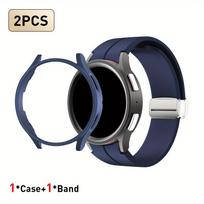Watch Band for Watch 5 Pro Folding Buckle Magnetic Strap for Samsung Galaxy Watch 5Pro 45mm Semi-Case Protective Cover Watch 5Pro