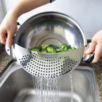 Stainless Steel Pot Strainer Pan Drainer For Kitchen Easy Draining Pasta Spaghetti Practical Tool