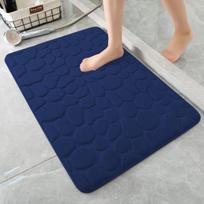 Soft Sponge Bath Mat Non Slip Pebble Pattern Water Absorbent Bathroom Rug Shower Floor Carpet Anti Slip Toilet Mat Home Doorway Quick Dry Safety Mat 60x90cm mėlyna