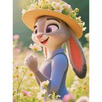 Disney 5D DIY Diamond Painting Judy Hopes Springtime Healing Illustrations Cartoon Full Diamond Mosaic Diamond Painting Art Wall Decoration Set Round 20x30cm