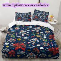 Gundam Anime Style Printed Duvet Cover Set 3PCS Cartoon Bedding Quilt Cover Pillowcases Bedroom Decoration Gift_LIAN 135x200cm