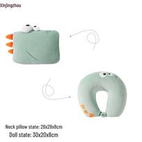 Cartoon Dinosaur 3-in-1 Transforming U-Shaped Travel Pillow One Size žalias dinozauras spalva