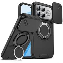 Telefono dėklas Xiaomi POCO F8 Ultra X7 Pro X6 F7 Ultra 5G Pocof8 Xiao Mi Poko F8 atsparus smūgiams su stovu ir žiedu Poco F7 juoda