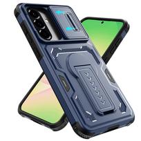 Anti-Slip Stand Holder Case for Samsung Galaxy A17 5G S26 Ultra A57 A37 A16 A56 A36 A26 S25 S24 Dual Layer Lens Protection Bag Galaxy A17 4G mėlyna