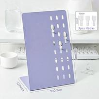 Metal Desktop Message Board Vertical with Pegboard Magnetic Display Board DIY Design Badge Notes Storage Desktop Storage Rack violetinė
