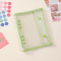Ins PP A5 Binder Cover Loose Leaf DIY Album Book Double-Buckle Small Card Booklet Kpop Organizer Holder žalia