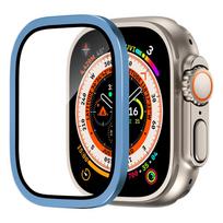 Tempered Glass For Apple Watch ultra 3 band 49mm Screen Protector Anti-Scratch HD Full Film Metal Bumper iWatch Ultra2 Strap ultra-ultra2 49mm mėlyna