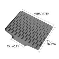 Silicone Dish Mat Heat Resistant Drainer Pad Sloped Non-Slip Draining Mat For Counter Refrigerator Drawer Liner Food Water (DARK GRAY,40x33.5cm) tamsiai pilka spalva