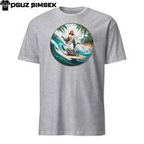 Jesus Christ Surfing Short-Sleeve Unisex T-Shirt Mens Womens Tees Top - Religious Beach Graphic Tee 2XL