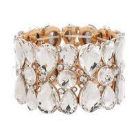 European Style Water Drop Crystal Glass Wide Wristband For Trendy Women Accessories