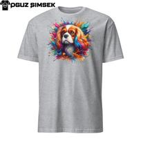Colorful Cavalier King Charles Spaniel Unisex T-Shirt Mens Womens Tees Top - Vibrant Dog Design! S