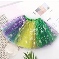 Gold, purple, and green sequin stage performance dress set One size fits all