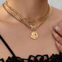 Meier Cuban link chain necklace with butterfly chunky chain ot clasp - edgy hip-hop punk style