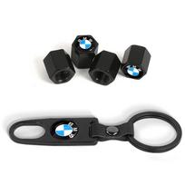 For BMW E34 E46 E39 E38 E90 E60 E36 F30 F30 F10 E92 E38 E91 G30 G38 M3 M5 Fashion Car Tire Valve Caps with Car Badge Keyring Keychain Set